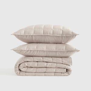 NWT! Quince Organic Bamboo Sand Box Quilt & 2 Shams! Full/ Queen! (W21)